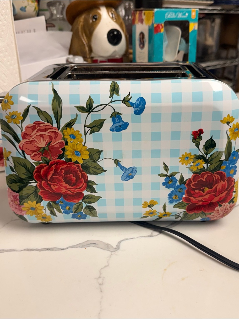 The Pioneer Woman Sweet Rose Floral Checkered Toaster  - Blue, Red & Yellow